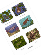 sticker sheet with animal illustrations on a white background