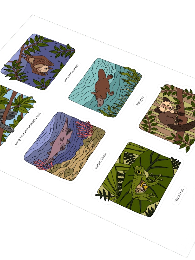Set of colorful animal stickers on a white background